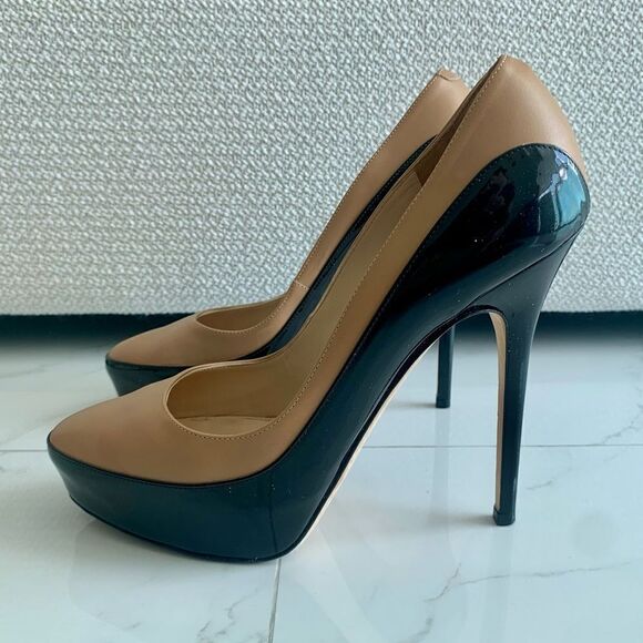 Jimmy Choo Nude/Black Sepia Platform Pumps - Picture 1 of 13